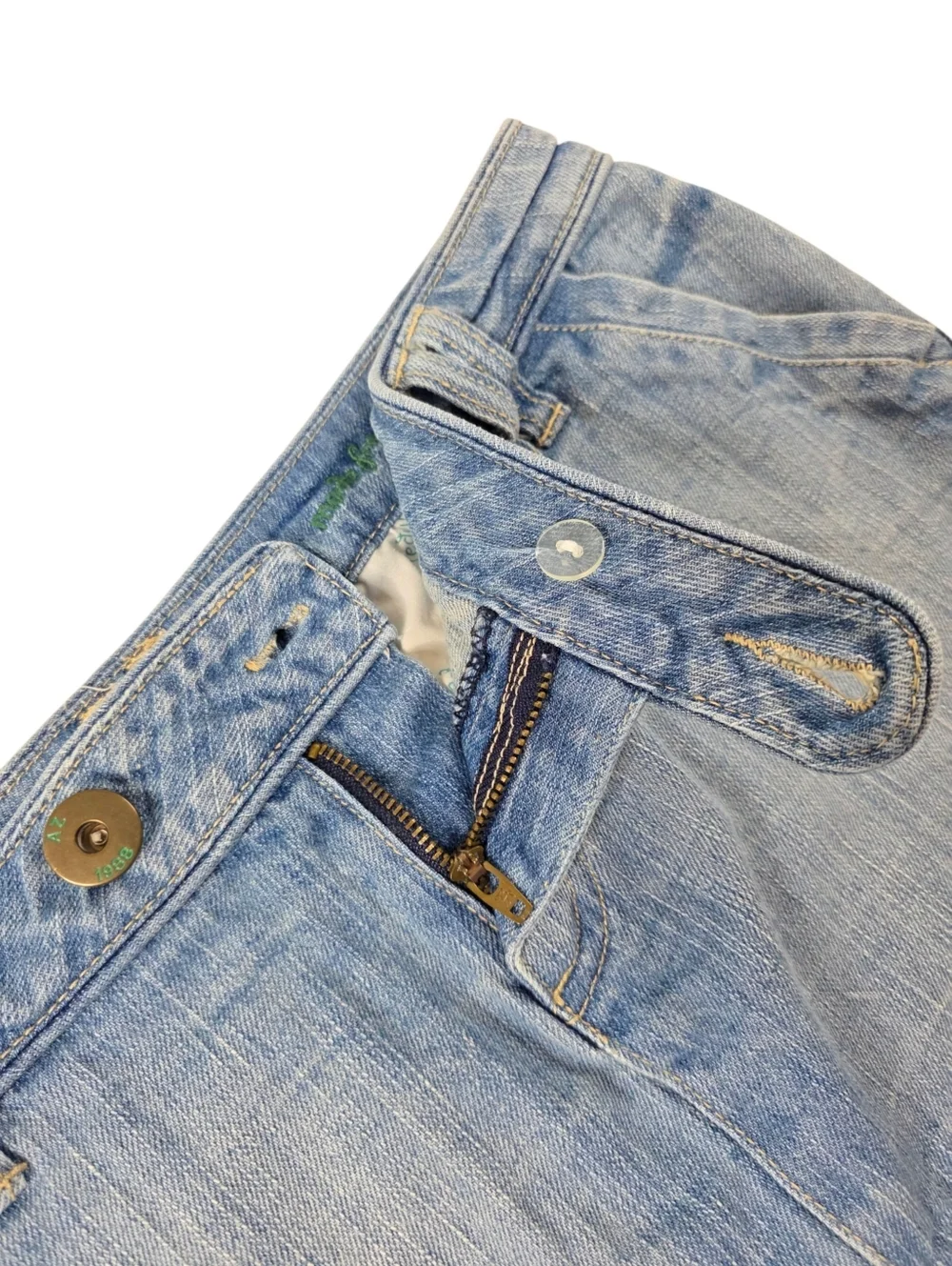 Vintage Y2K Low Rise Denim Micro Mini Skirt Medium Wash Stretch Size 9 Cotton